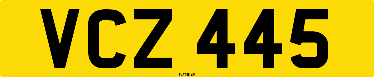 VCZ 445 Number Plate