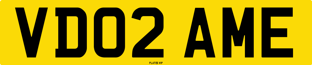 VD02 AME Number Plate