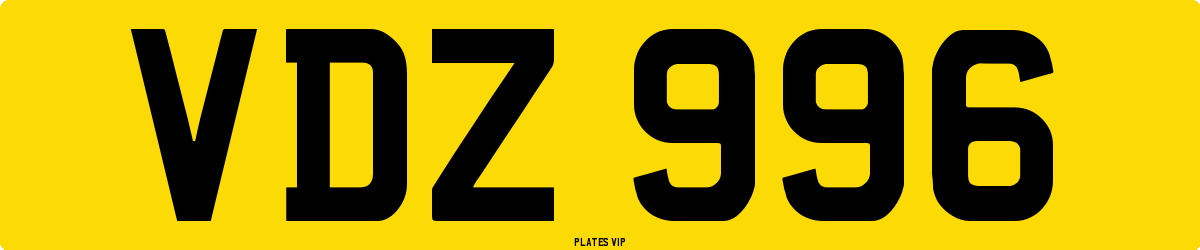 VDZ 996 Number Plate
