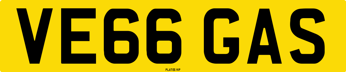 VE66 GAS Number Plate