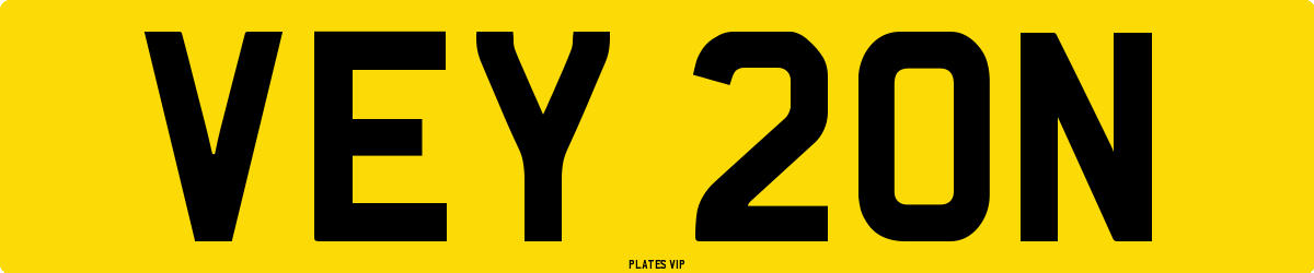 VEY 20N Number Plate