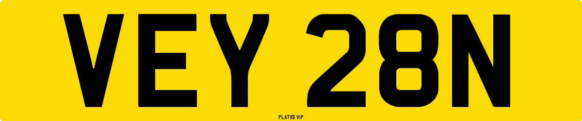 VEY 28N Number Plate