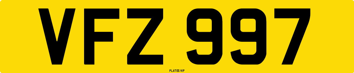 VFZ 997 Number Plate