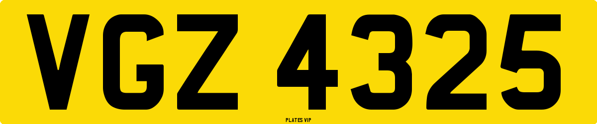 VGZ 4325 Number Plate