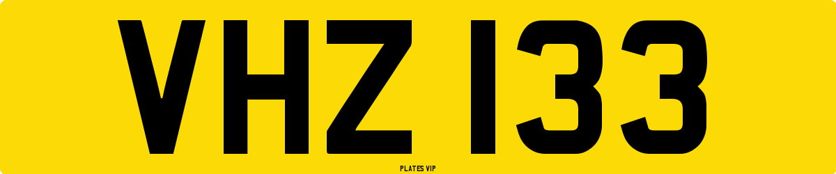 VHZ 133 Number Plate