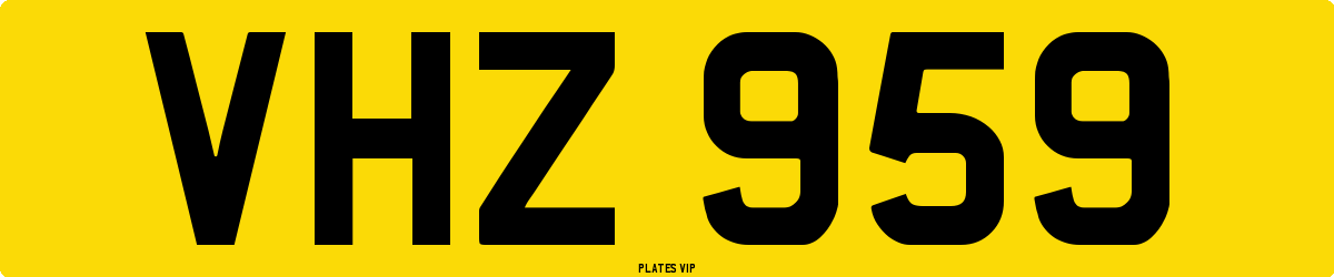 VHZ 959 Number Plate