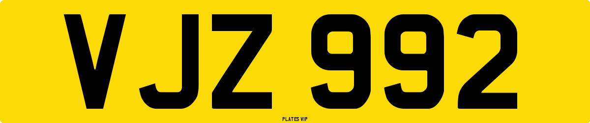 VJZ 992 Number Plate