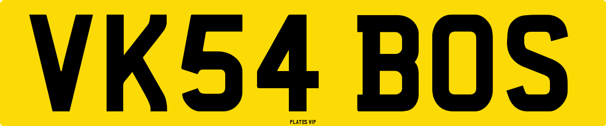 VK54 BOS Number Plate