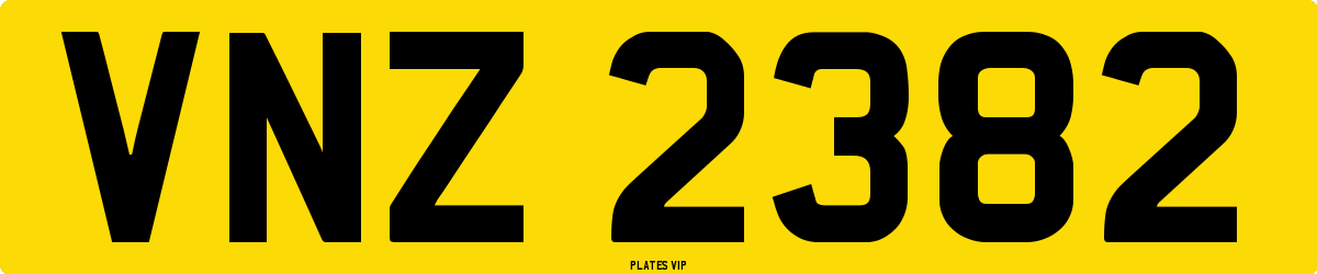 VNZ 2382 Number Plate