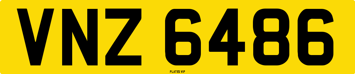 VNZ 6486 Number Plate