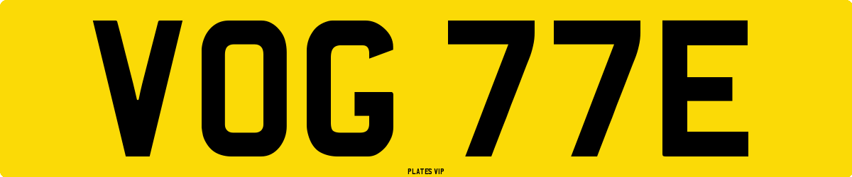 VOG 77E Number Plate
