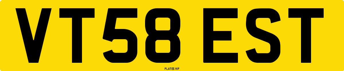 VT58 EST Number Plate