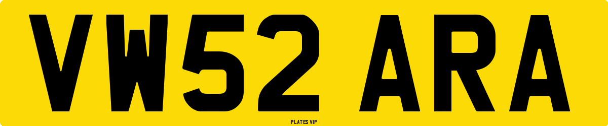 VW52 ARA Number Plate