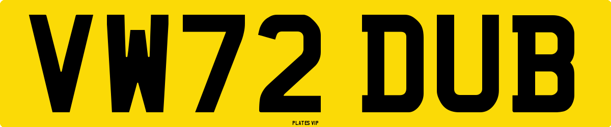 VW72 DUB Number Plate