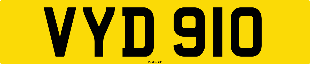 VYD 910 Number Plate
