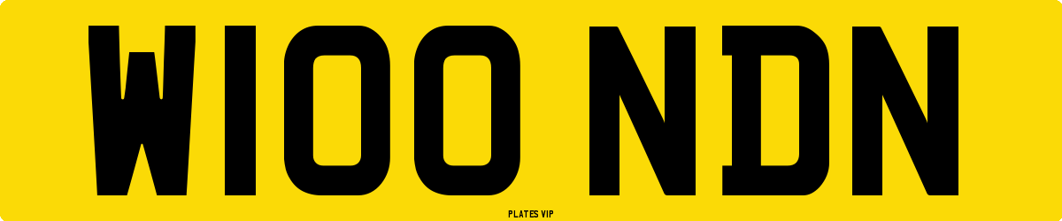W100 NDN Number Plate