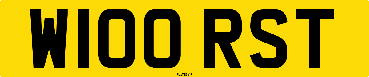 W100 RST Number Plate