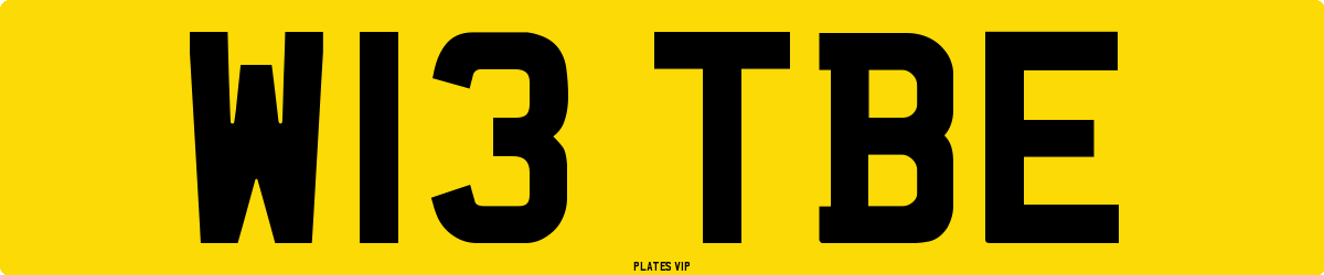 W13 TBE Number Plate