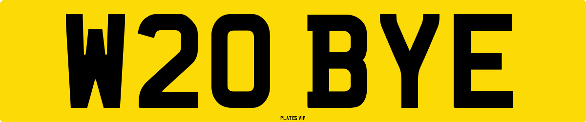 W20 BYE Number Plate