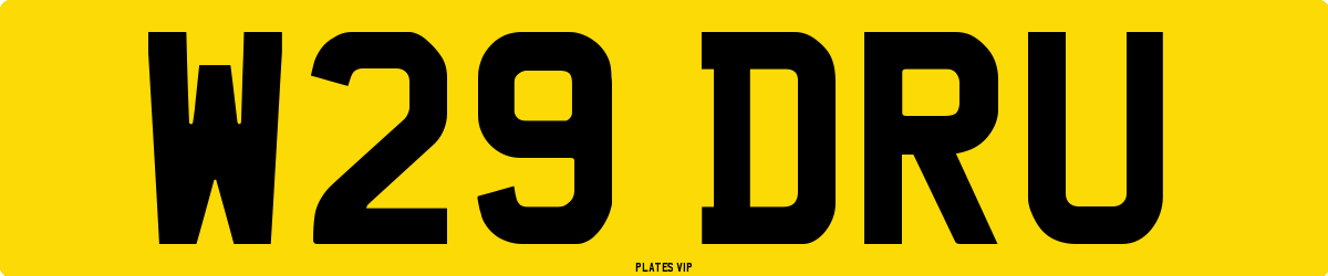 W29 DRU Number Plate