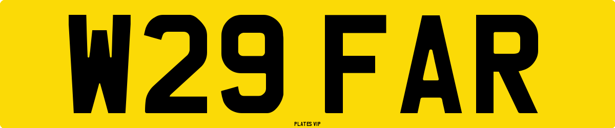W29 FAR Number Plate