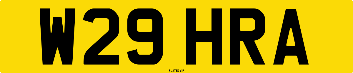 W29 HRA Number Plate