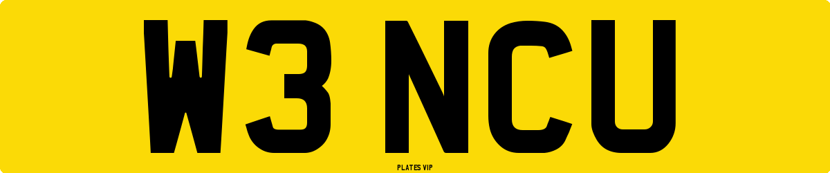W3 NCU Number Plate