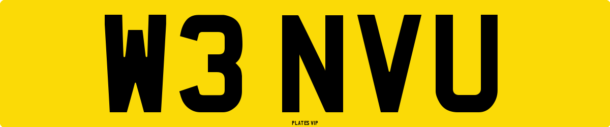 W3 NVU Number Plate