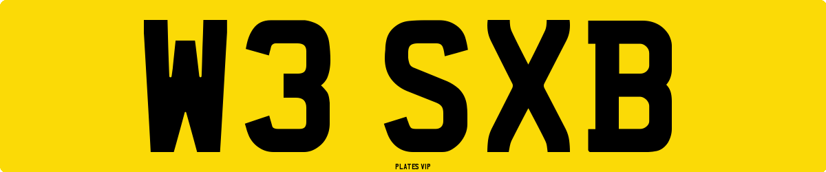 W3 SXB Number Plate