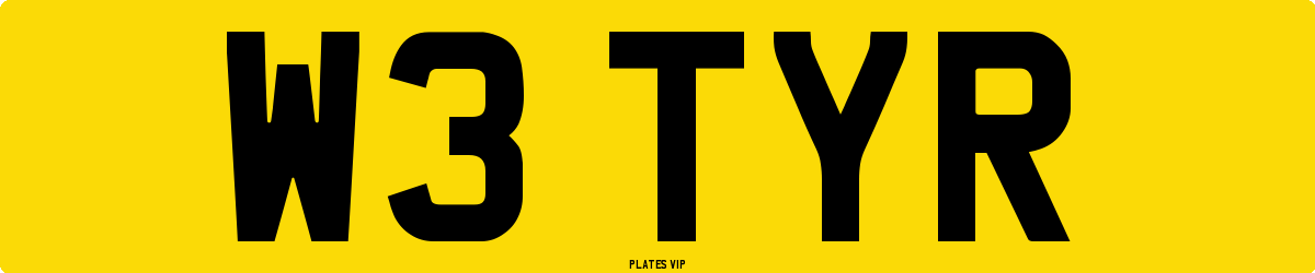W3 TYR Number Plate