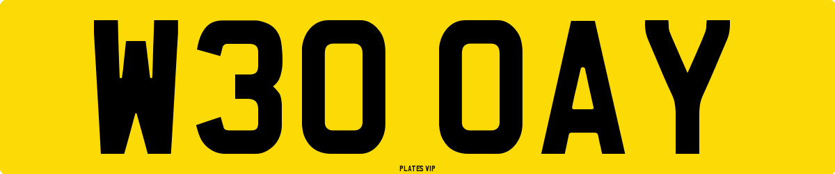 W30 OAY Number Plate