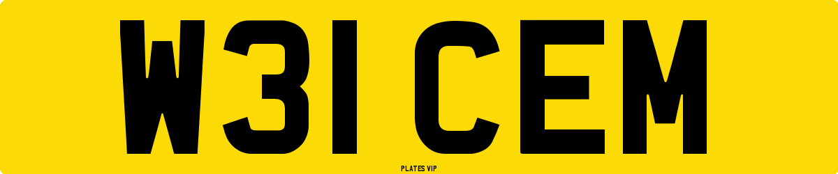 W31 CEM Number Plate