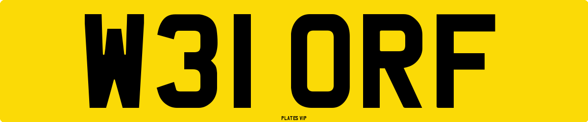W31 ORF Number Plate