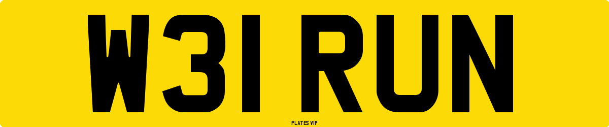 W31 RUN Number Plate