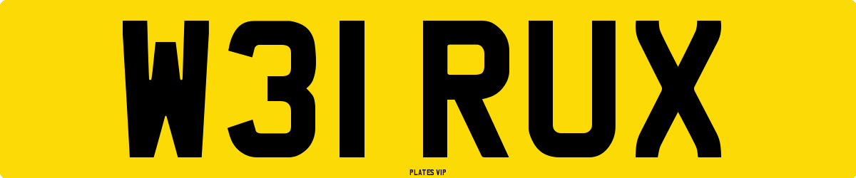 W31 RUX Number Plate
