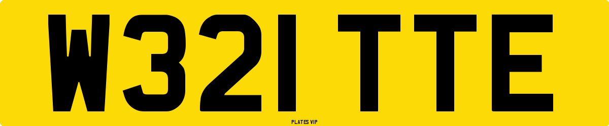 W321 TTE Number Plate