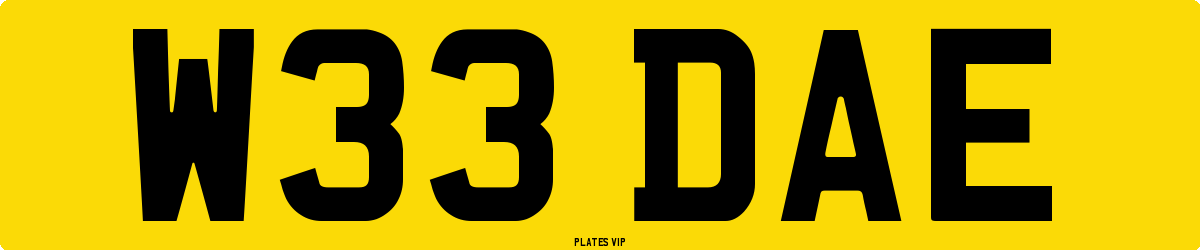 W33 DAE Number Plate