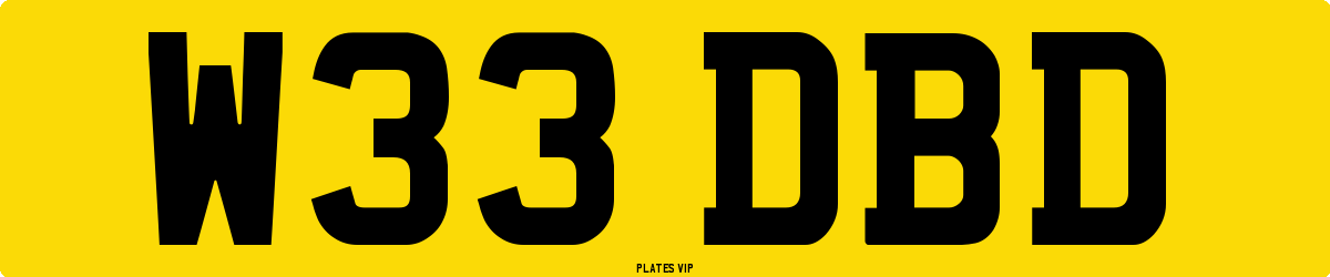 W33 DBD Number Plate