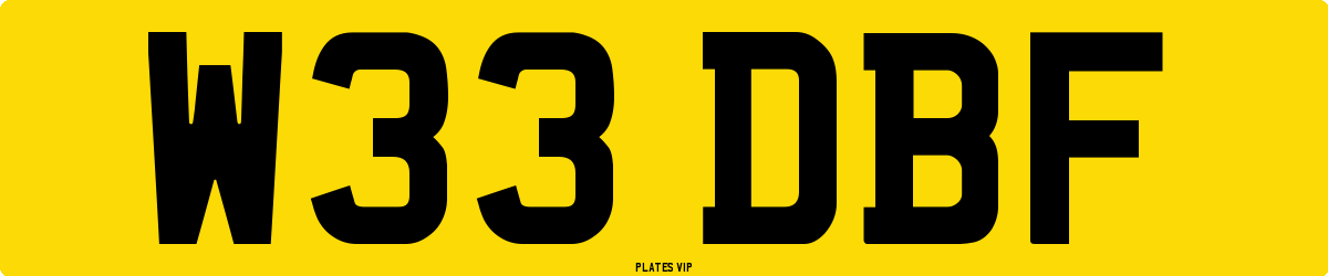 W33 DBF Number Plate