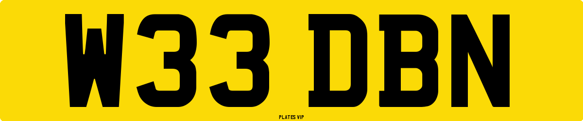 W33 DBN Number Plate