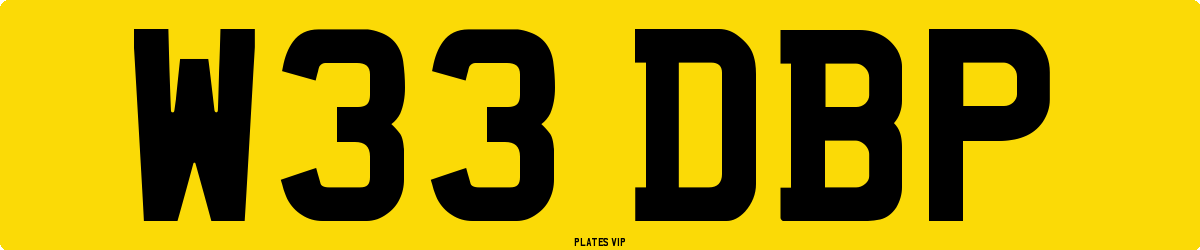 W33 DBP Number Plate