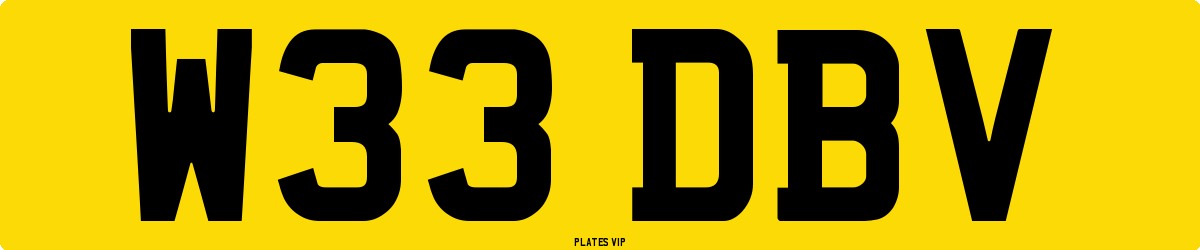 W33 DBV Number Plate