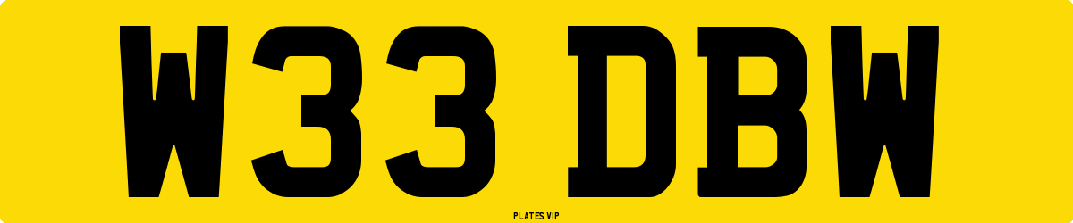 W33 DBW Number Plate