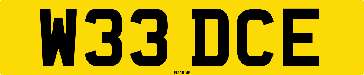 W33 DCE Number Plate