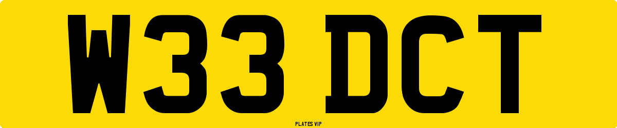 W33 DCT Number Plate