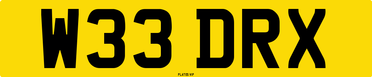 W33 DRX Number Plate