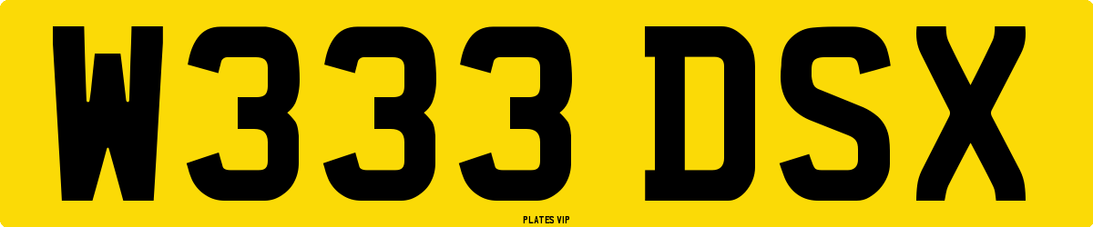 W333 DSX Number Plate
