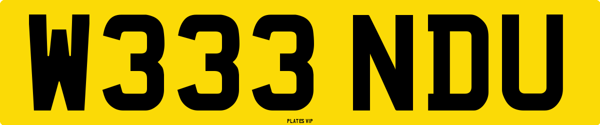 W333 NDU Number Plate