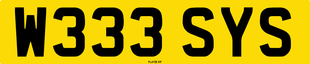 W333 SYS Number Plate