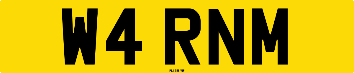 W4 RNM Number Plate